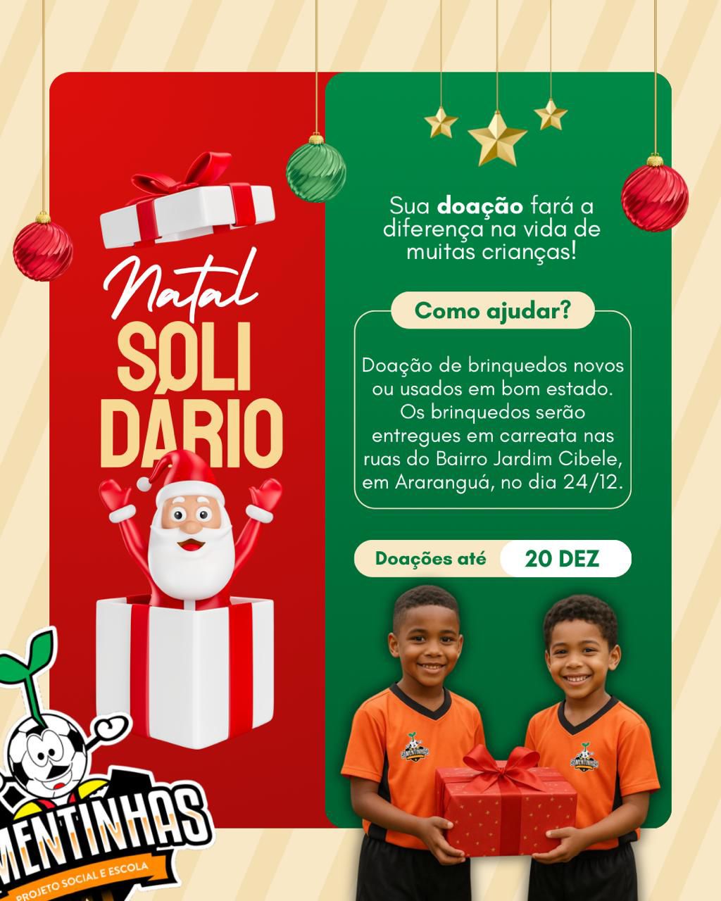 ​Projeto Sementinhas pede doações para o seu tradicional Natal Solidário - Araranguá