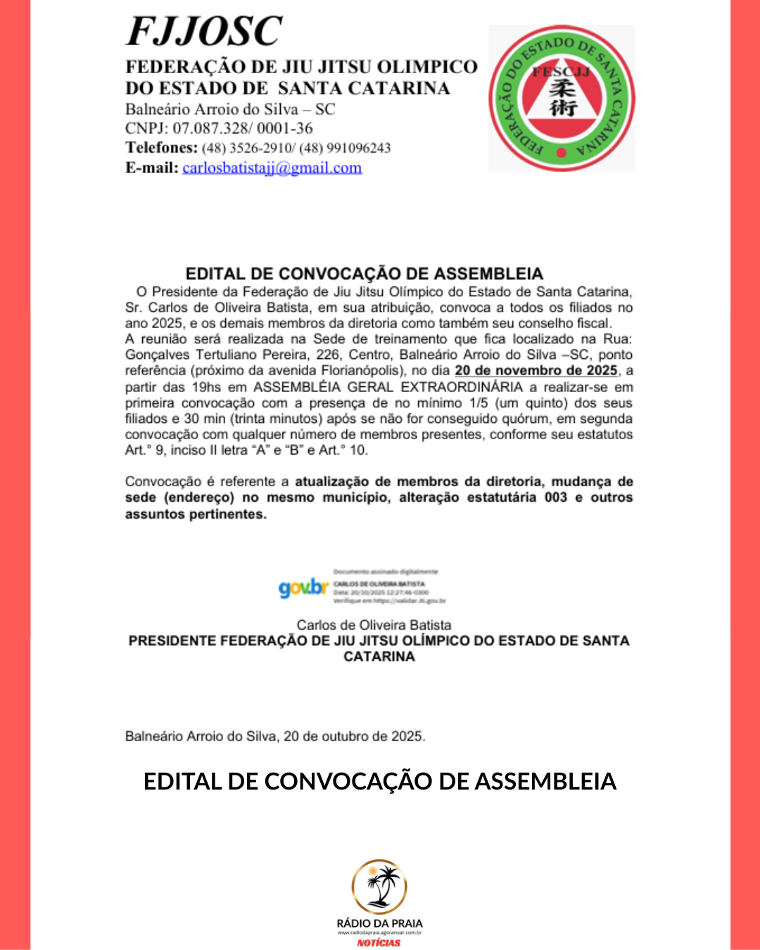 EDITAL DE CONVOCAÇÃO DE ASSEMBLEIA